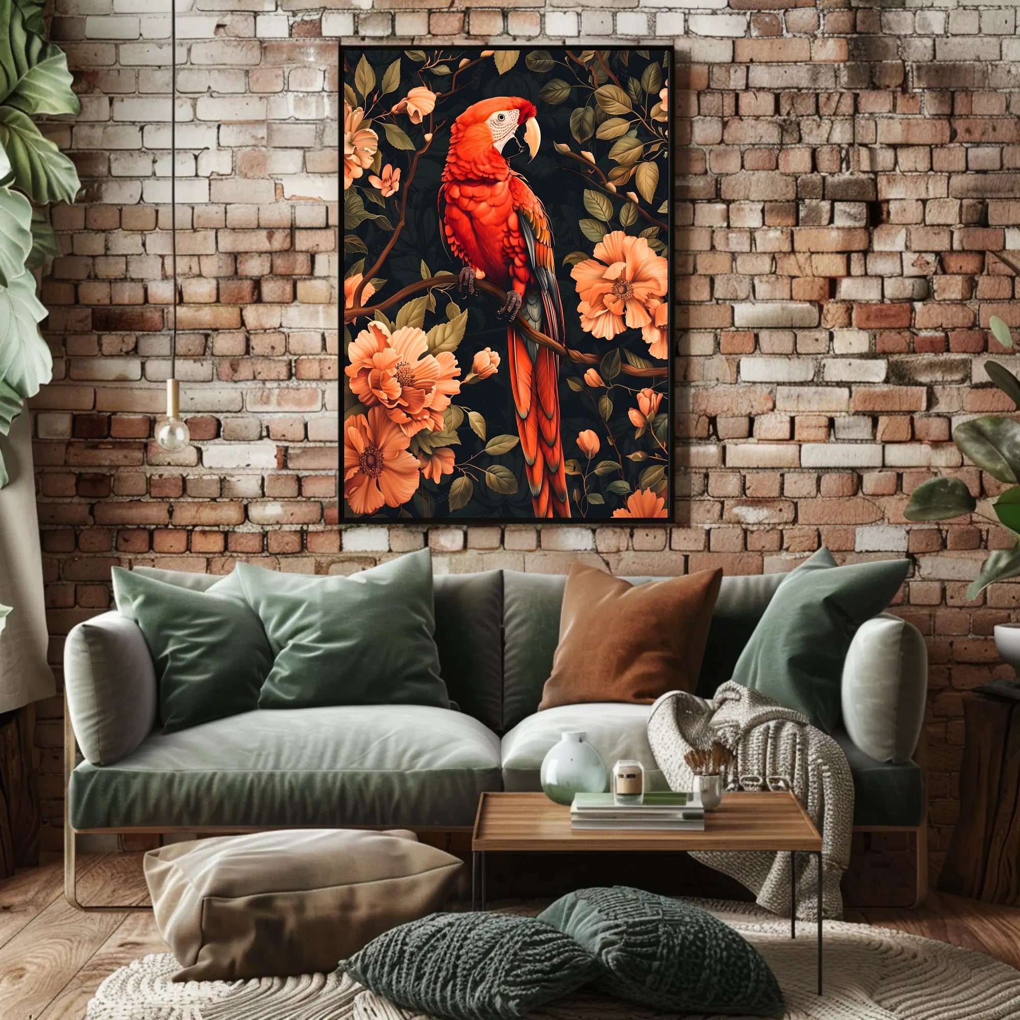 Vibrant Parrot Floral Paradise Poster