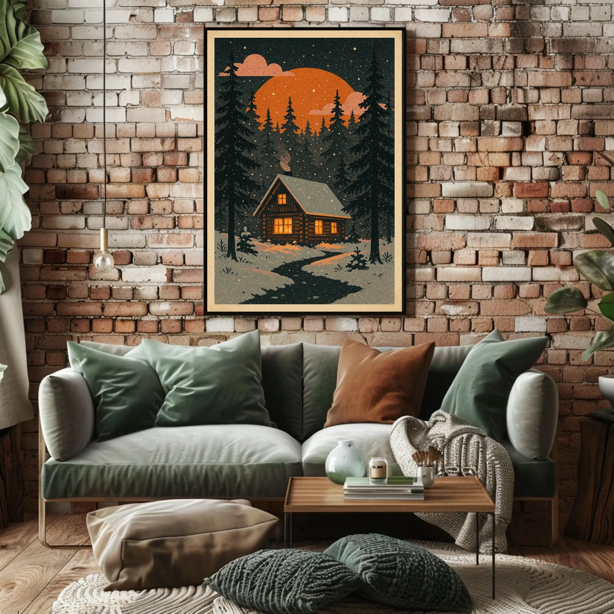 Cozy Cabin in Winter Wonderland Poster