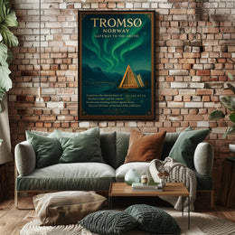 Tromso Northern Lights Poster Vintage Travel Print
