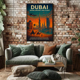 Dubai Skyline Poster Dream Travel Art For Home Decor Lovers