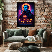St. Thomas Aquinas Neon Portrait Cultural or Heritage Poster