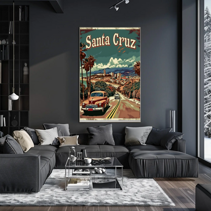 Santa Cruz California Vintage Drive Travel Poster