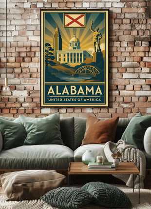 Alabama Heritage Landmarks Art Deco Travel Poster