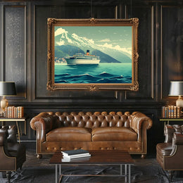 Vintage Ocean Liner Scenic Travel Poster Print