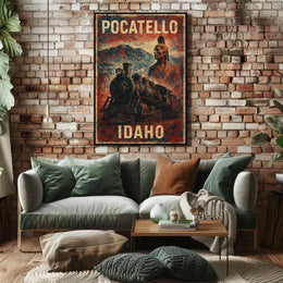 Pocatello Idaho Locomotive Vintage Cultural Heritage Steampunk Collector Railroad Historical Poster