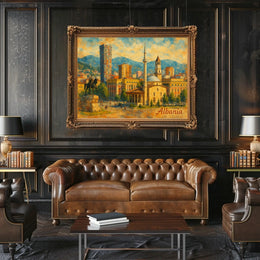 Tirana Cityscape Albania Timeless Travel Realism Heritage Skyline Wanderer Poster