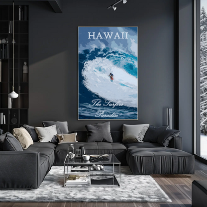 Hawaii Big Wave Surfer Ocean Power Travel Poster