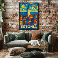Estonia Mosaic Art Poster