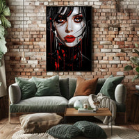 Enigmatic Portrait In Red And Black Poster