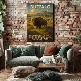 Buffalo Conservation Wyoming Scenic Wildlife Poster