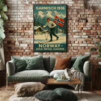 Garmisch 1936 Norway Gold Medal Poster