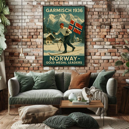 Garmisch 1936 Norway Gold Medal Poster