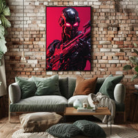 Futuristic Robotic Warrior with Weapon Futuristic Sci-Fi Poster