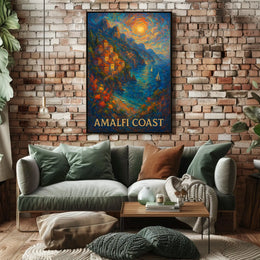 Amalfi Coast Poster 18x24 Wall Art for Coastal Decor