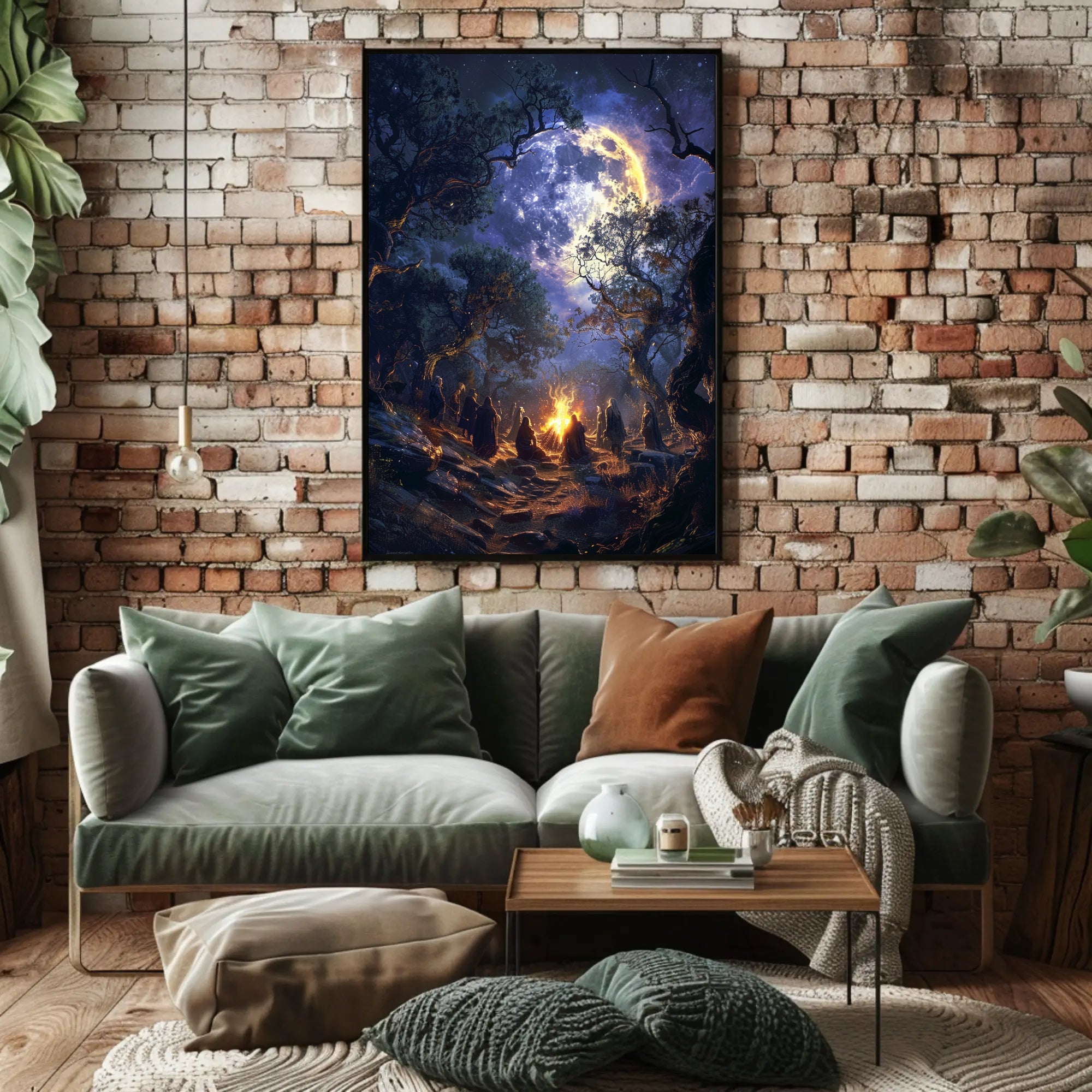 Mystical Moonlit Forest Gathering Fantasy or Mythology Poster PosterGoat