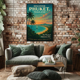 Phuket Travel Poster Vintage Beach Wall Art Print
