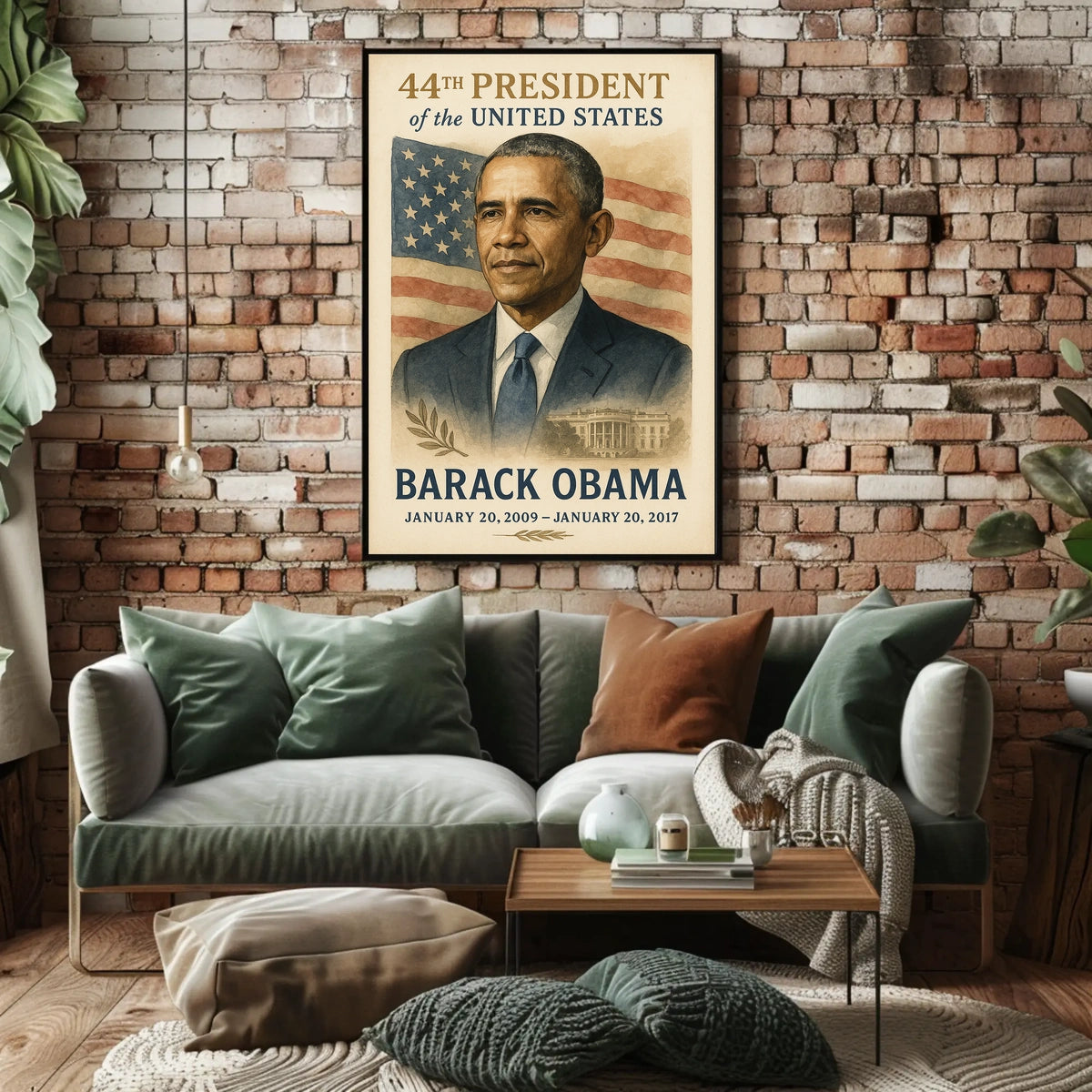 Barack Obama American Flag Illustrative Style Presidency Poster