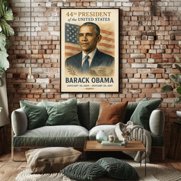 Barack Obama American Flag Illustrative Style Presidency Poster