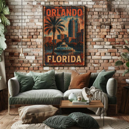 Orlando Florida Scenic Travel Wanderlust Vintage Poster