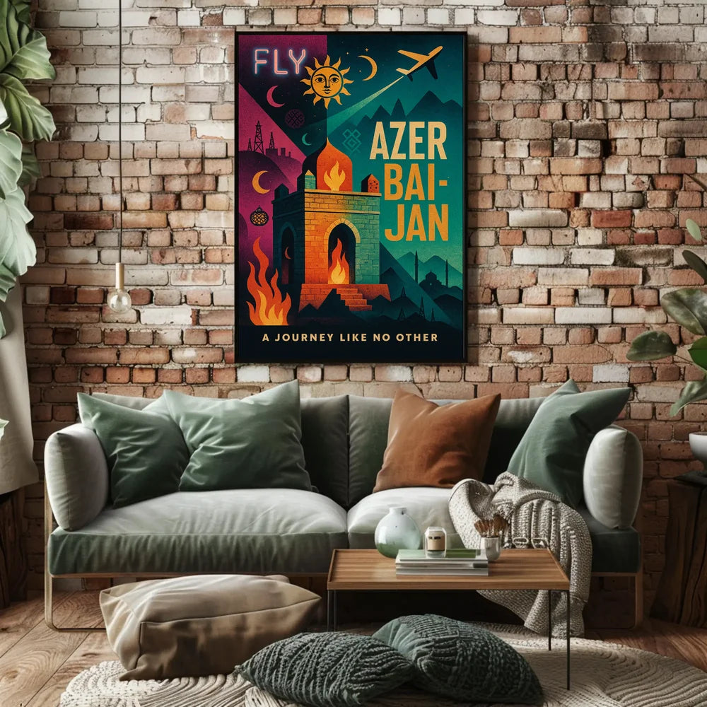 Azerbaijan Travel Adventure Vintage Mystical Landmarks Travel Poster PosterGoat