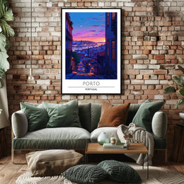 Porto Evening Skyline: Enchanting Travel Poster