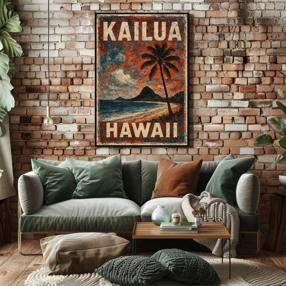 Kailua Hawaii Beach Art Deco Nostalgic Poster