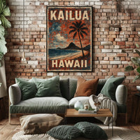 Kailua Hawaii Beach Art Deco Nostalgic Poster