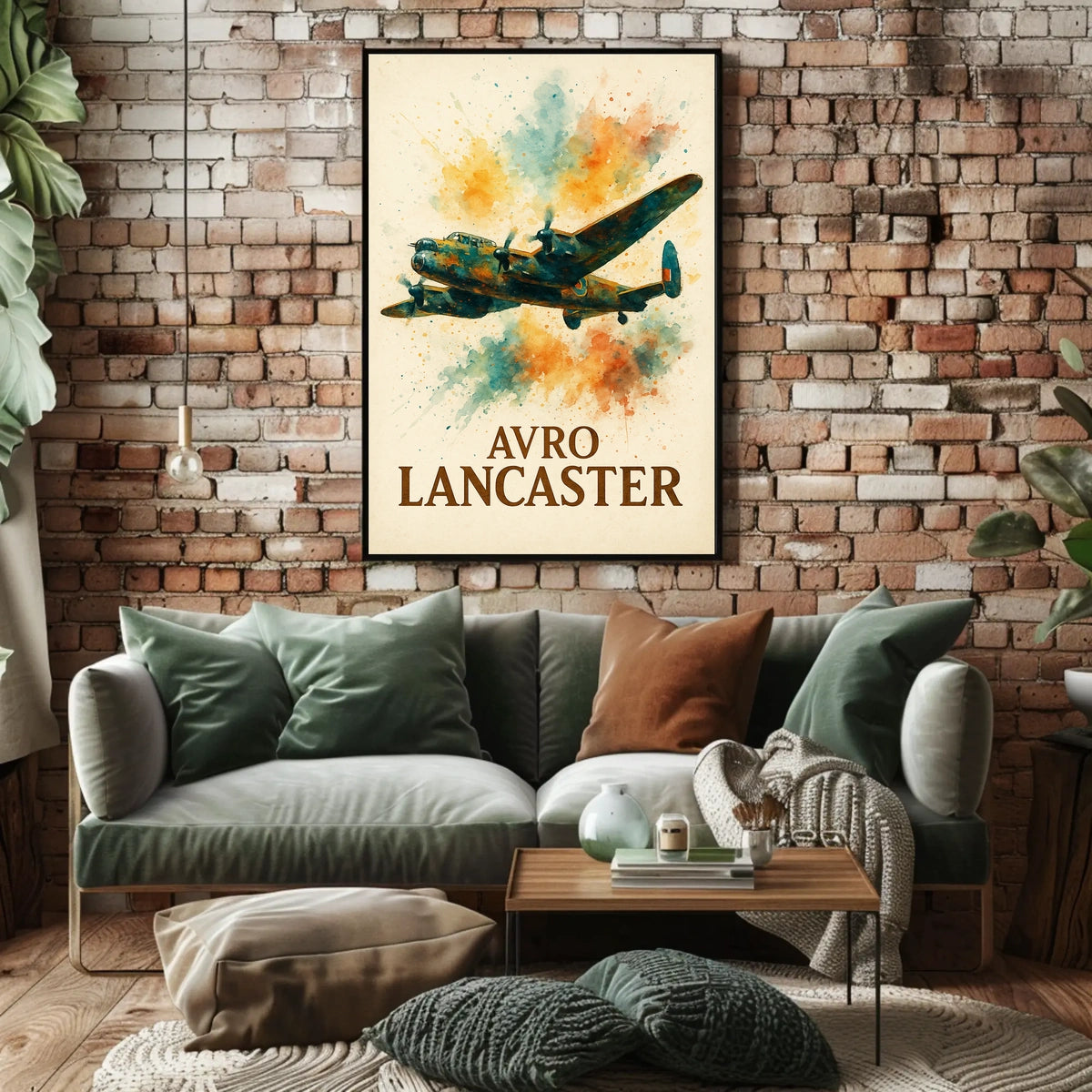 Avro Lancaster WWII Bomber Watercolor Art Poster