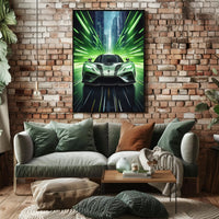 Futuristic Sports Car in Urban Cityscape Futuristic Sci-Fi Poster