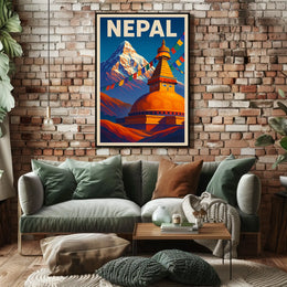 Nepal Land of Mountains and Stupas Poster