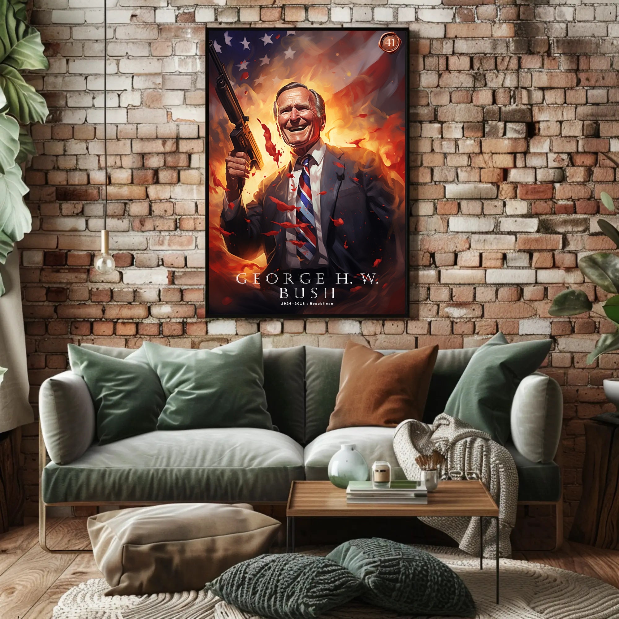 Commemorative Portrait of George H.W. Bush Poster
