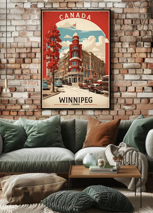 Vintage Winnipeg Landmark with Classic Cars Urban or Cityscape Poster