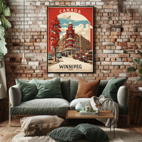 Vintage Winnipeg Landmark with Classic Cars Urban or Cityscape Poster
