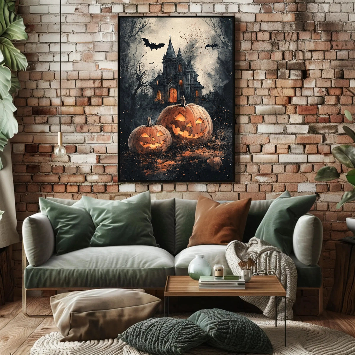 Spooky Gothic Mansion Halloween Scene - Cultural Poster
