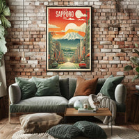 Retro Sapporo Japan Scene Vintage Travel Poster