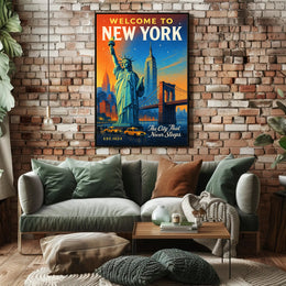 New York City Skyline Poster Vintage Urban Wall Art