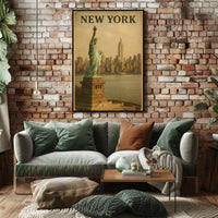 New York Skyline And The Statue Of Poster