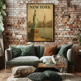 New York Skyline And The Statue Of Poster