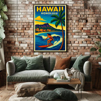 Surfing In Honolulu Poster
