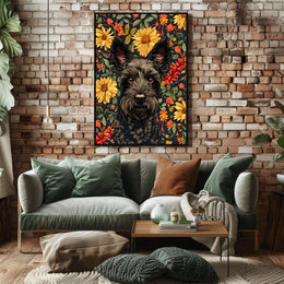 Floral Canine Portrait Wall Art Print