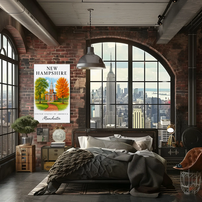 New Hampshire, Manchester Signature Series Vintage Travel Poster