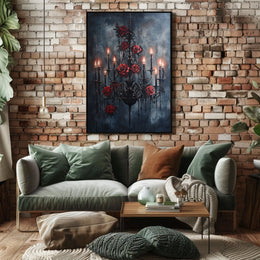 Gothic Chandelier and Rose Poster Poster