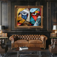 Cubist Faces Vibrant Abstract Art Poster Print