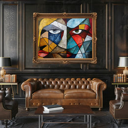 Cubist Faces Vibrant Abstract Art Poster Print