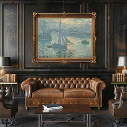 Serene Impressionist Harbor Scene Poster
