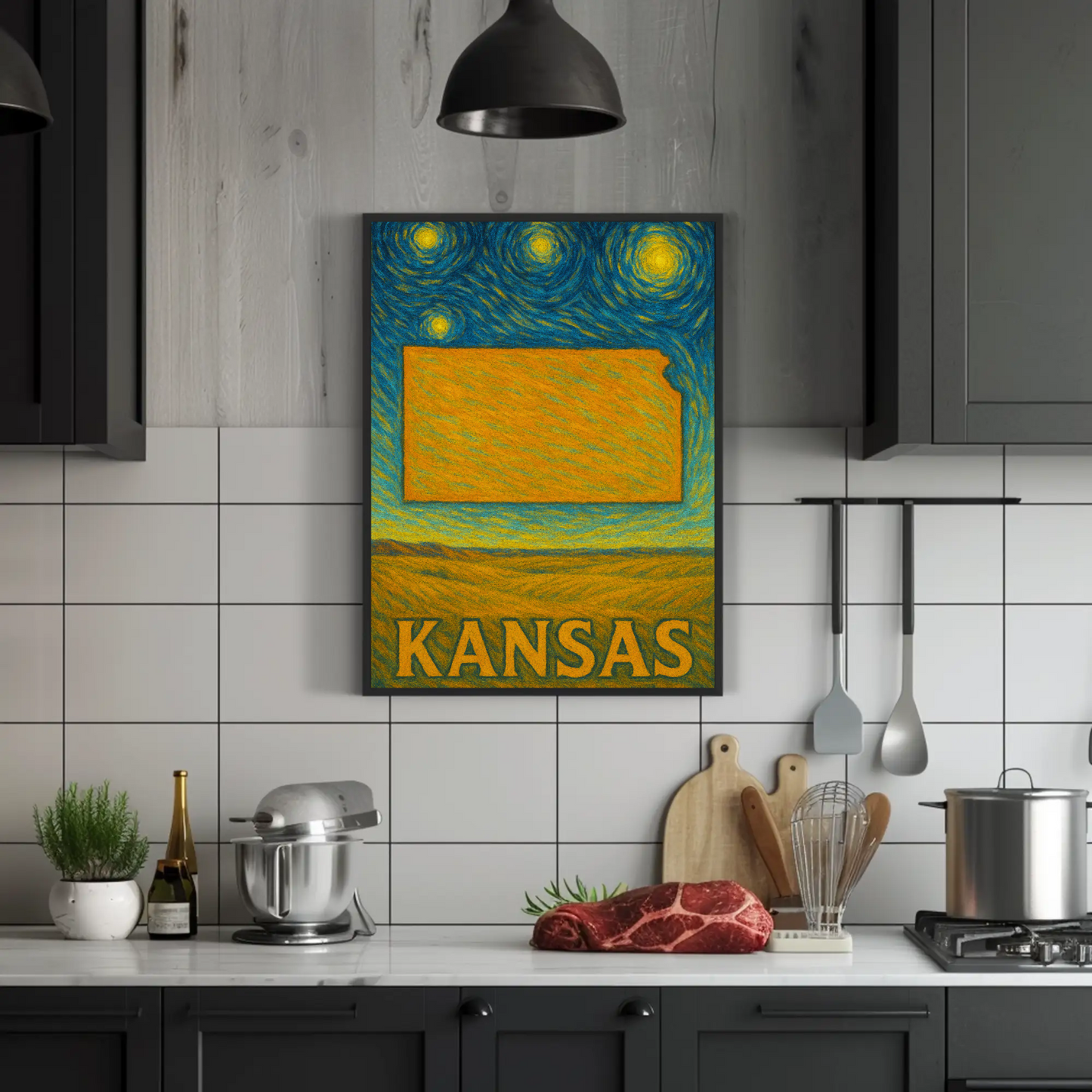 Kansas Starry Night Poster