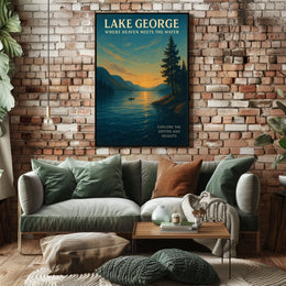 Lake George Sunrise Tranquility Poster Vintage Wall Art