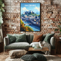 Salzburg's Iconic Cityscape Travel Poster