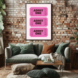 Vintage Admit One Tickets Poster for Pop Culture Enthusiasts PosterGoat