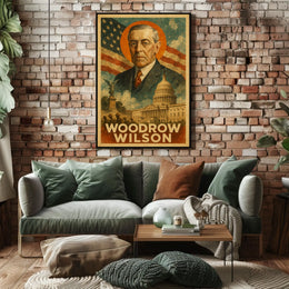 Woodrow Wilson 28th President of the United States Layered Digital Collage Poster